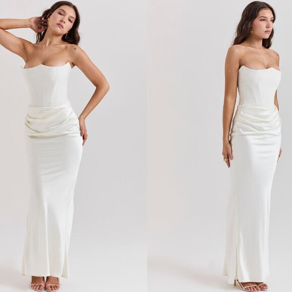 HOUSE OF CB 'Persephone' Ivory Strapless Corset Dress NWOT - Picture 3 of 10